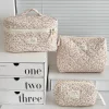 Pochette à cosmétiques imprimée florale pour femmes, sac à main de voyage, sac de rangement de maquillage, sac matelassé de grande capacité pour cadeau