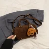 sac à main conviviale ré rétro pour femme, sac à bandoulière élégant, sac à bandoulière, pendentif en peluche, haut de gamme