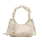 Sac à main plissé à la mode pour femmes, pendentif nœud papillon, sac à bandoulière à la mode, sac à bandoulière simple et élégant, tendance en chaîne