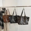sac fourre tout rétro en cuir pu pour femmes, sac à bandoulière tendance d'hiver y2k, sacs à main de mode, fourre tout de voyage de luxe