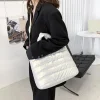 sac fourre tout matelassé de grande capacité pour femme, fermeture éclair lisse, sangles réglables, oreiller paresseux, sac initié, sac à main d'hiver
