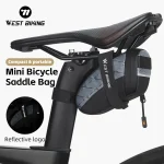 WEST BIKING – sac de selle de vélo, Mini sac de rangement d&rsquo;outils portables en PU, sac de siège arrière réfléchissant, sac d&rsquo;équitation étanche 3D