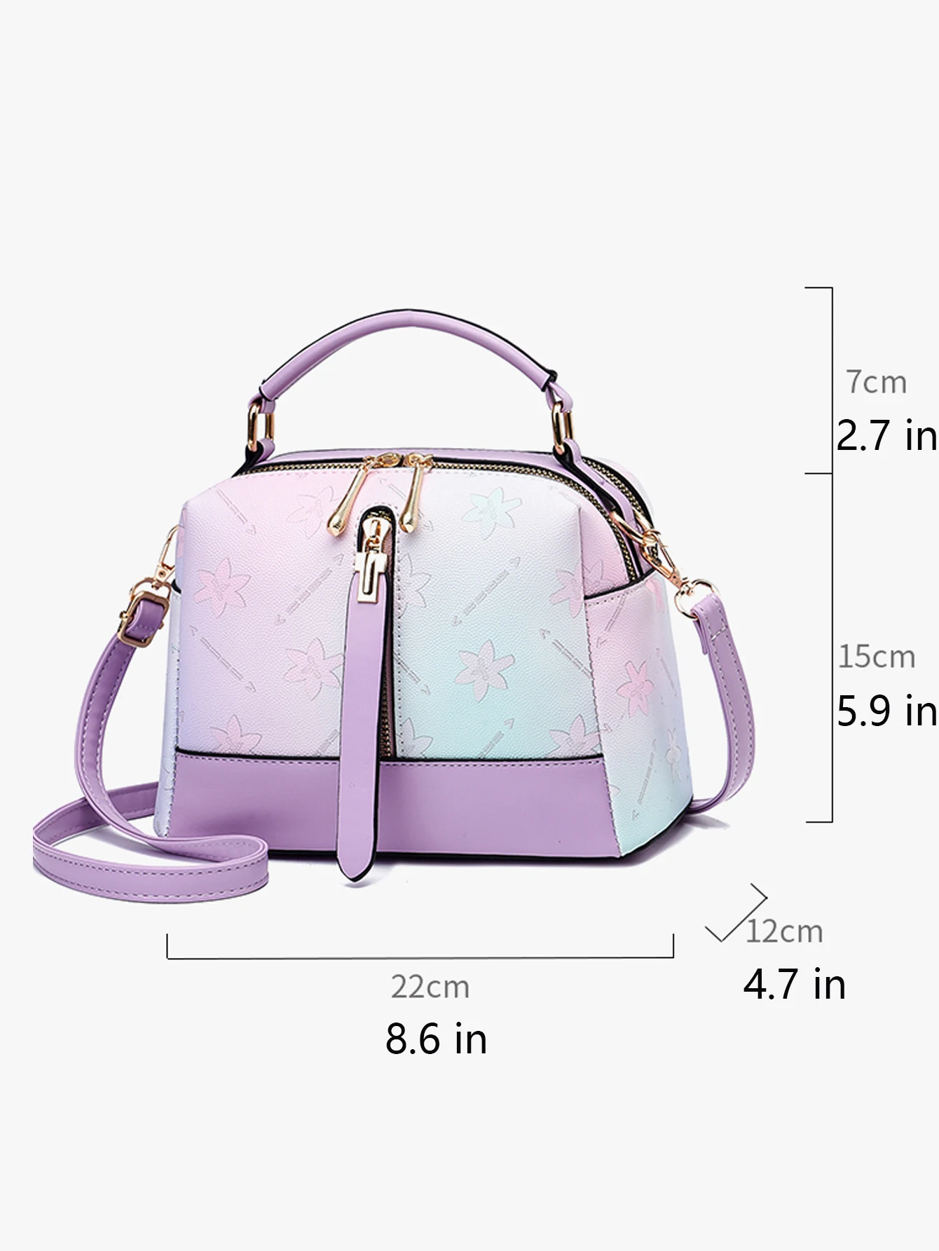 sac à main chic à imprimé floral dégradé, grand compartiment, observateur avec poignées, sangle amovible pour refcommute