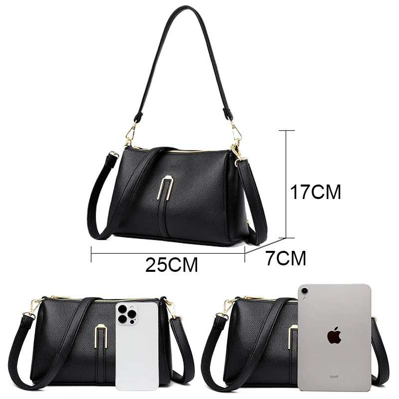 sacs à main de luxe en cuir souple pour femme, sacoche de styliste à bandoulière de grande capacité, marque à la mode