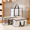 Sac de rangement de couette tissé PP, imperméable, pliable, Transparent, grande capacité, placard, emballage mobile, organisateur de vêtements à Double fermeture éclair