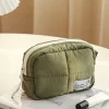 sac de maquillage matelassé pour femmes, sac de rangement de maquillage, sac de support de cosmétiques esthétique, pochette de cosmétiques bouffante étanche, sac de voyage en plein air