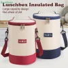 ♥ ♥ ♥ le sac isolé cylindrique a des bretelles, le sac rond multicouche de boîte à déjeuner, le sac à bento portatif et à bandoulière