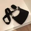 sac à bandoulière décontracté en nylon imperméable pour femme, sac hobo initié à la mode, noir cool, jodecolr aisselle, petit sac à main