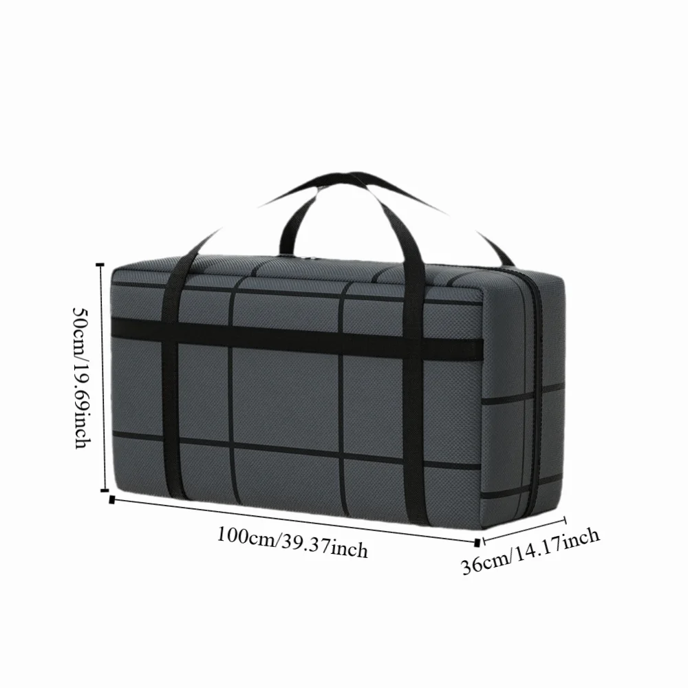 sac de rangement pour vêtements épais, sac polochon de grande capacité à double fermeture éclair, poignée renforcée, sac de rangement pour couette pliante, camping