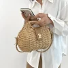 Sac en rotin tissé en paille pour femmes, élégant, mode, sac en rotin, corde de paille, sac à bandoulière, sac de plage