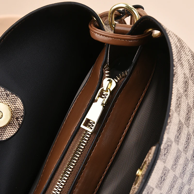 sac seau tout en un en pu pour femme, sac à main à une épaule, sac à bandoulière, boucle à fermeture éclair, grande capacité, nouvelle mode, 2024