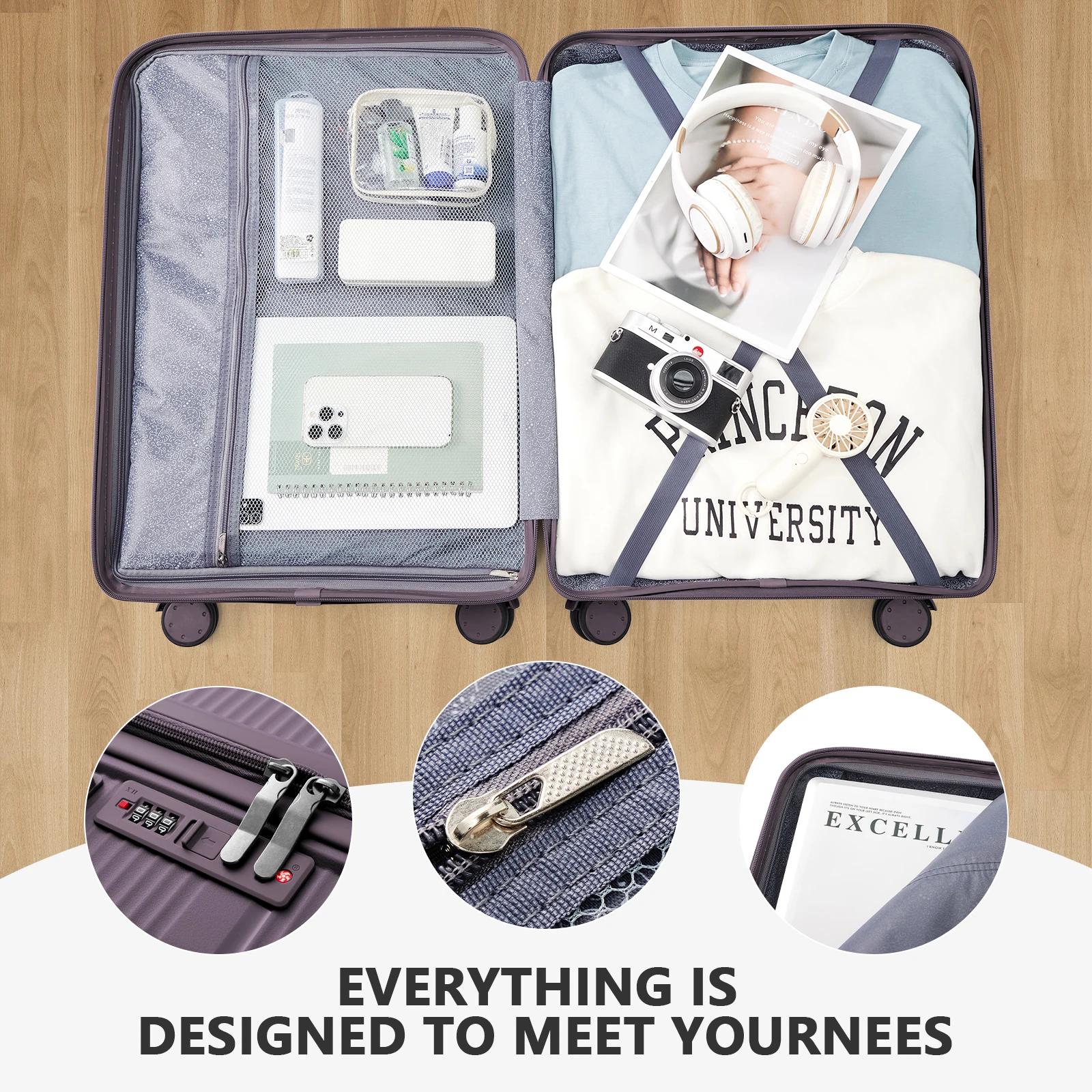 grands ensembles de valises de voyage 3 pièces avec sac de voyage, valises à carreaux avec roulettes, ensembles de bagages à main, cabine de boîte de voyage 55x42x25