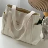 sac fourre tout en toile de grande capacité pour le travail sortant, apparence élevée, pour les déplacements, art polyvalent, vêtements pour étudiants, sac à bandoulière pour livre