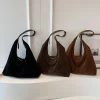 sac hobo en daim vintage pour femmes, sac à bandoulière rétro, couleur unie, simple, décontracté, ample, sac de banlieue, automne et hiver