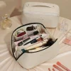 sac à cosmétiques carré en cuir pu, pochette de maquillage détachable et étanche pour oreiller, grande capacité, sac de lavage de voyage de style coréen