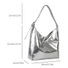 sac à provisions de luxe pour femme, sac à main à poignée supérieure en pu, sac fourre tout en cuir décontracté, haute capacité, argent, or, designer, mode