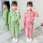 Costumes à manches longues pour enfants, vêtements de printemps et d&rsquo;automne pour filles, ensemble de sport pour enfants, document solide, fjKids 2, grands enfants, 12 ans