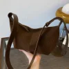 Sac à Main en Daim avec Sangle Réglable pour Femme, Bandoulière Hobo, Multi-Poches, Croissant, Fermeture Éclair, Travail, Voyage