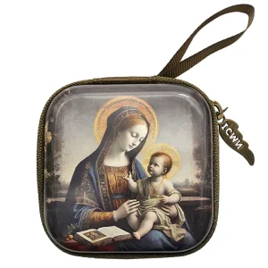 Porte-monnaie carré, sac chapelet vierge marie, boîte de rangement de perles de prière de jésus, organisateur de bijoux religieux, cadeau chrétien pour femmes et hommes