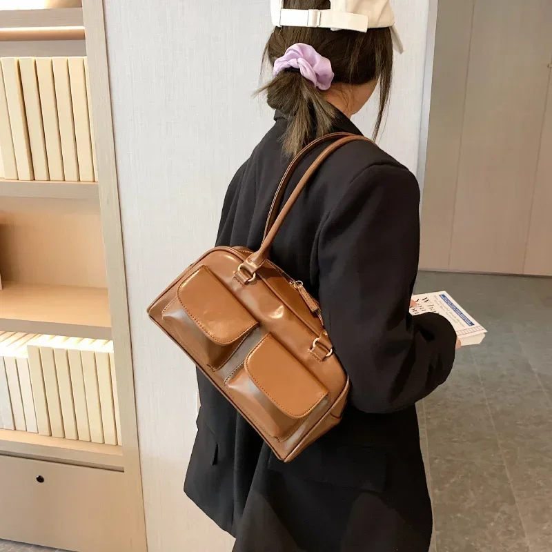 rétro rouge femmes sacoche hobo sac en cuir verni multi poche luxe concepteur sac à main femme épaule sous les bras sac fourre tout sacs à main