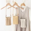 petit cartable plissé rétro, sac seau à bandoulière à la mode, mini sac simple en cuir souple pour téléphone portable, sacs à main pour femmes