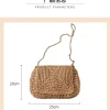 sac en paille tissé pour femmes, sac messager, facile à porter, portable, petit, carré, nouvelle mode, 2022