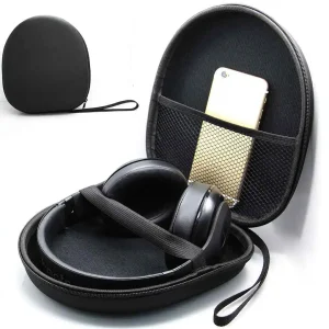 Étui de transport pour écouteurs, pochette antichoc pour casque, capacité, conteneur pour écouteurs portables, fournitures de voyage d&rsquo;entreprise, noir