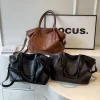 sacs fourre tout de grande taille pour femmes, en cuir pu souple, couleur pure, grande capacité, sac à bandoulière, sacs à main de haute qualité