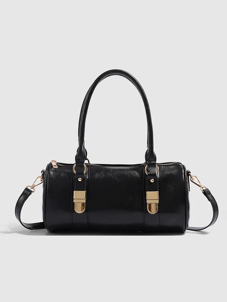 Sac à main rétro pour femmes, sac à pain français de banlieue, sac à bandoulière Boston Bowling, sac cylindrique moyen de Style frais et doux, 2025 Sac à main rétro pour femmes, sac à pain français de banlieue, sac à bandoulière Boston Bowling, sac cylindrique moyen de Style frais et doux, 2025