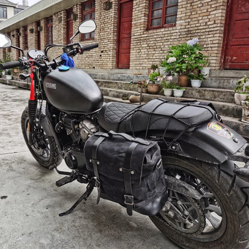 sac de bagage étanche pour moto, sacoche de dégager de vélo, sacoche arrière rétro vintage pour hurbike, toile cirée, sacoche latérale pour homme