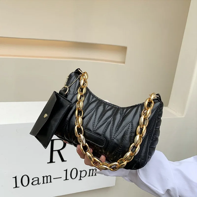 sac en croissant froncé matelassé, sac à main à la mode joinitiated, sac à main pour femmes avec porte monnaie pour tous les jours en été