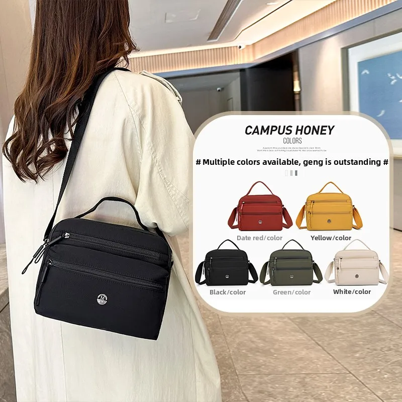 Sac à bandoulière en nylon de luxe pour femmes, sac à main léger de grande capacité, sac à main de voyage multi-poches avec sangle réglable Sac à bandoulière en nylon de luxe pour femmes, sac à main léger de grande capacité, sac à main de voyage multi-poches avec sangle réglable