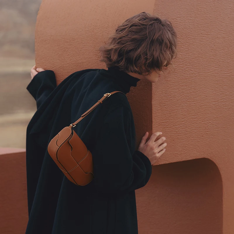 sac à bandoulière baguette en cuir véritable pour femmes, sac à main sous les bras, petit sac carré, nouvelle mode