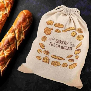 Sacs de stockage des aliments réutilisables en lin avec ficelle, sac à baguette en coton, grande proximité, cuillère à soupe fraîche, respectueux de l&rsquo;environnement, évaluation de la cuisine, jxBags