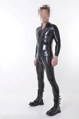 uniforme en latex pour hommes, beau costume moulant noir avec fermeture éclair, taille s xxl