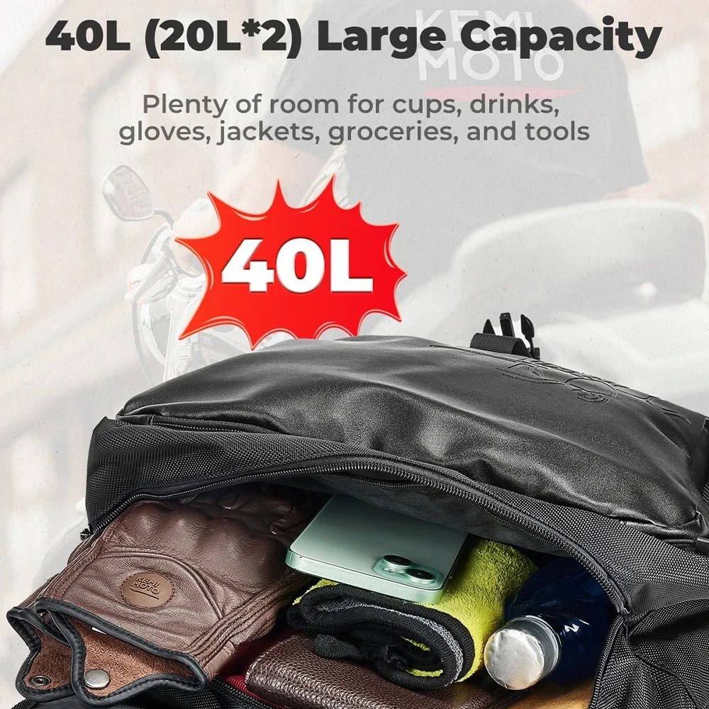 sacoches de moto 40l, sacoches latérales avec housse de pluie universelles pour sportster softail, sacs d'accessoires de moto