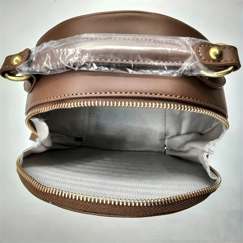 sac à main à bandoulière tendance à motif à carreaux de styliste chic, style décontracté, pu, forme ronde avec sangle réglable