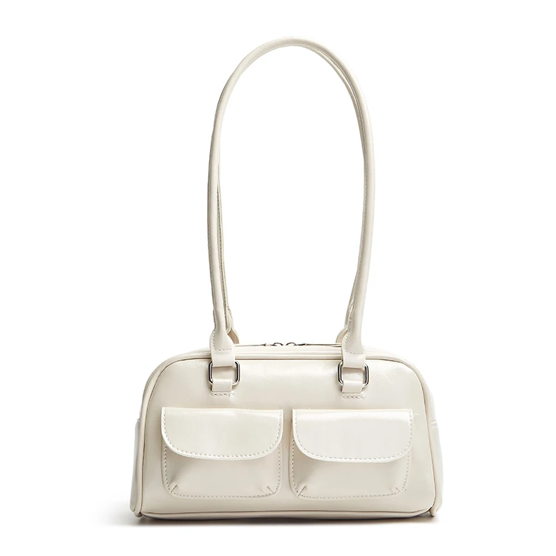 sac hobo rétro pour femmes, sac de shopping en cuir pu, sac à aisselles de styliste solide, décontracté, double poche, sac sous les bras