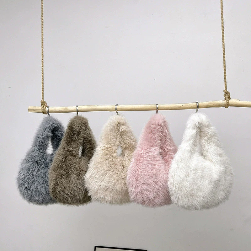 petits sacs à poignée hobo pour femmes, sacs à bandoulière de styliste, sac à main et sacs à main en fourrure, sac en peluche mignon à la mode