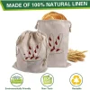 Sac à pain en lin réutilisable, Baguette en coton, sac de rangement à cordon de serrage, pain fait maison, frais, écologique, maintien pour Baguette Sac à pain en lin réutilisable, Baguette en coton, sac de rangement à cordon de serrage, pain fait maison, frais, écologique, maintien pour Baguette