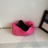 sac cartable froncé pour femmes, sac à bandoulière plissé de couleur unie, sangle réglable, sac à bandoulière simple, sac de rencontre pour filles