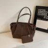 sac à main hobos de luxe en faux daim pour femme, accessoire solide, de haute qualité, simple et polyvalent, à la mode, nouveau style, tendance, 2024