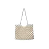 sac femmes 2025 nouveau décontracté à la main argent perlé creux sac tissé sac à main simple épaule sous les bras mère sac