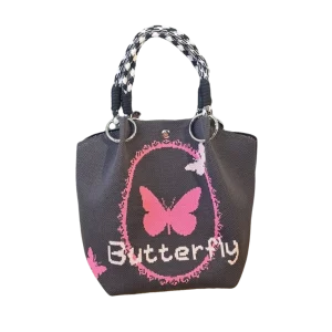 Sac seau Simple en forme de papillon pour femmes, sac à main tricoté doux, grande capacité, Style coréen, fourre-tout pour dames Sac seau Simple en forme de papillon pour femmes, sac à main tricoté doux, grande capacité, Style coréen, fourre-tout pour dames