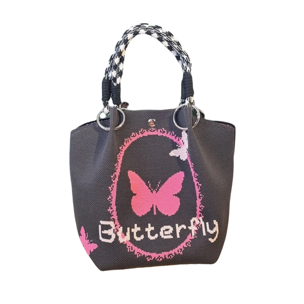 Sac seau Simple en forme de papillon pour femmes, sac à main tricoté doux, grande capacité, Style coréen, fourre-tout pour dames Sac seau Simple en forme de papillon pour femmes, sac à main tricoté doux, grande capacité, Style coréen, fourre-tout pour dames