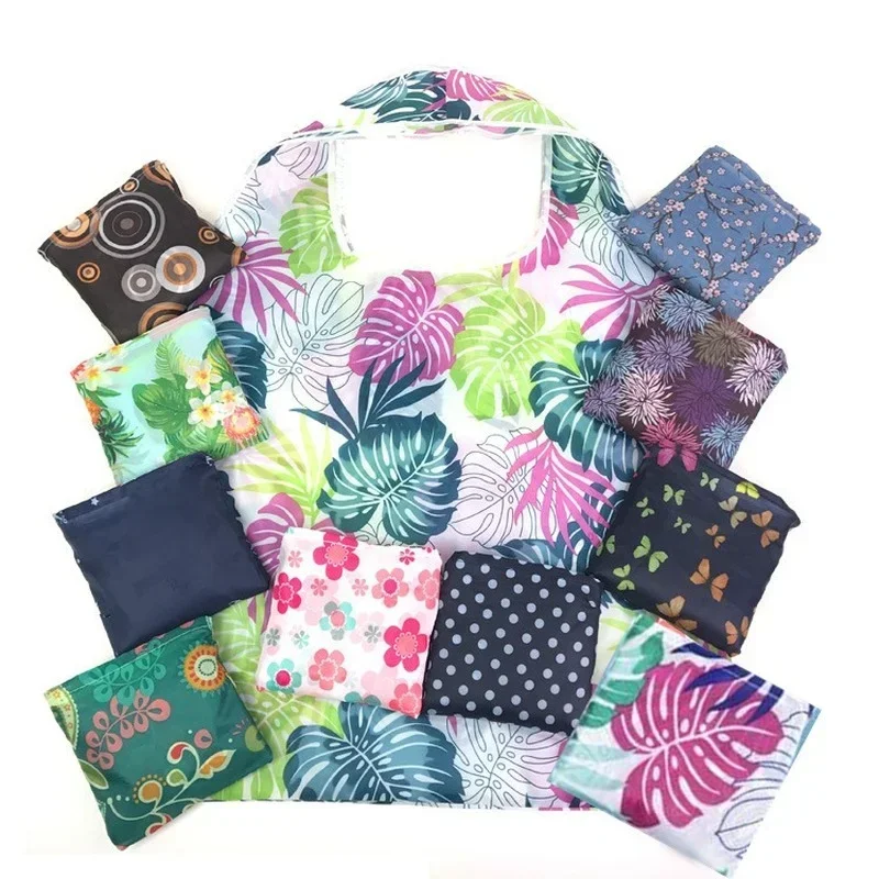sacs fourre tout imprimés de fleurs pour femmes, sacs à main d'épicerie pliables pour l'extérieur, sac de courses écologique, sac de rangement réutilisable, sacs de rangement