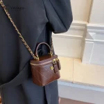 Petit sac seau à bandoulière pour femmes, Mini pochettes classiques, petit sac carré, sac à main avec chaîne en métal