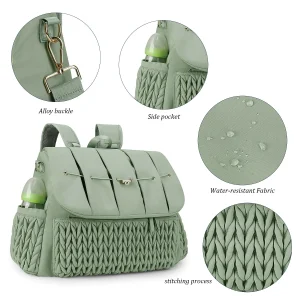 Sac mère matelassé brodé, sac à main à une épaule à la mode, isolation thermique extérieure, sac à couches étanche, sangles détachables