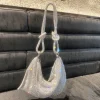 sac à main hobo de luxe avec poignée et strass brillants, pochette de soirée, bourse en cristal