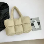 Sacs fourre-tout matelassés en coton pour femmes, sacs à main de grande capacité, sac à provisions, designer, hiver